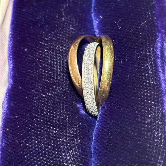 Cartier Trinity pave ring, small model, 18K white,pink & yellow gold. - Picture 3 of 10